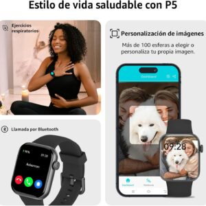 reloj inteligente mujer hombre, 1.85″ reloj inteligente mujer hombre, 1.85"