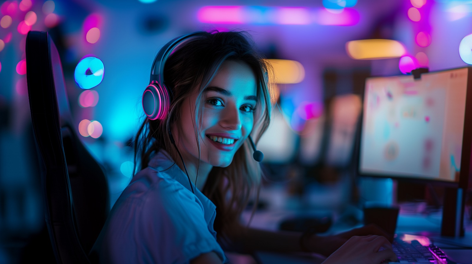 Auriculares gaming de alta fidelidad con iluminación RGB en escritorio