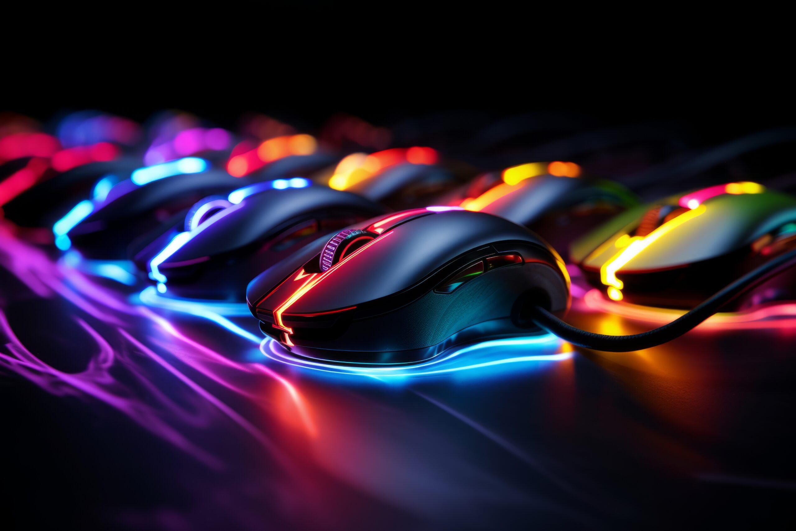 Primer plano de ratón gaming RGB