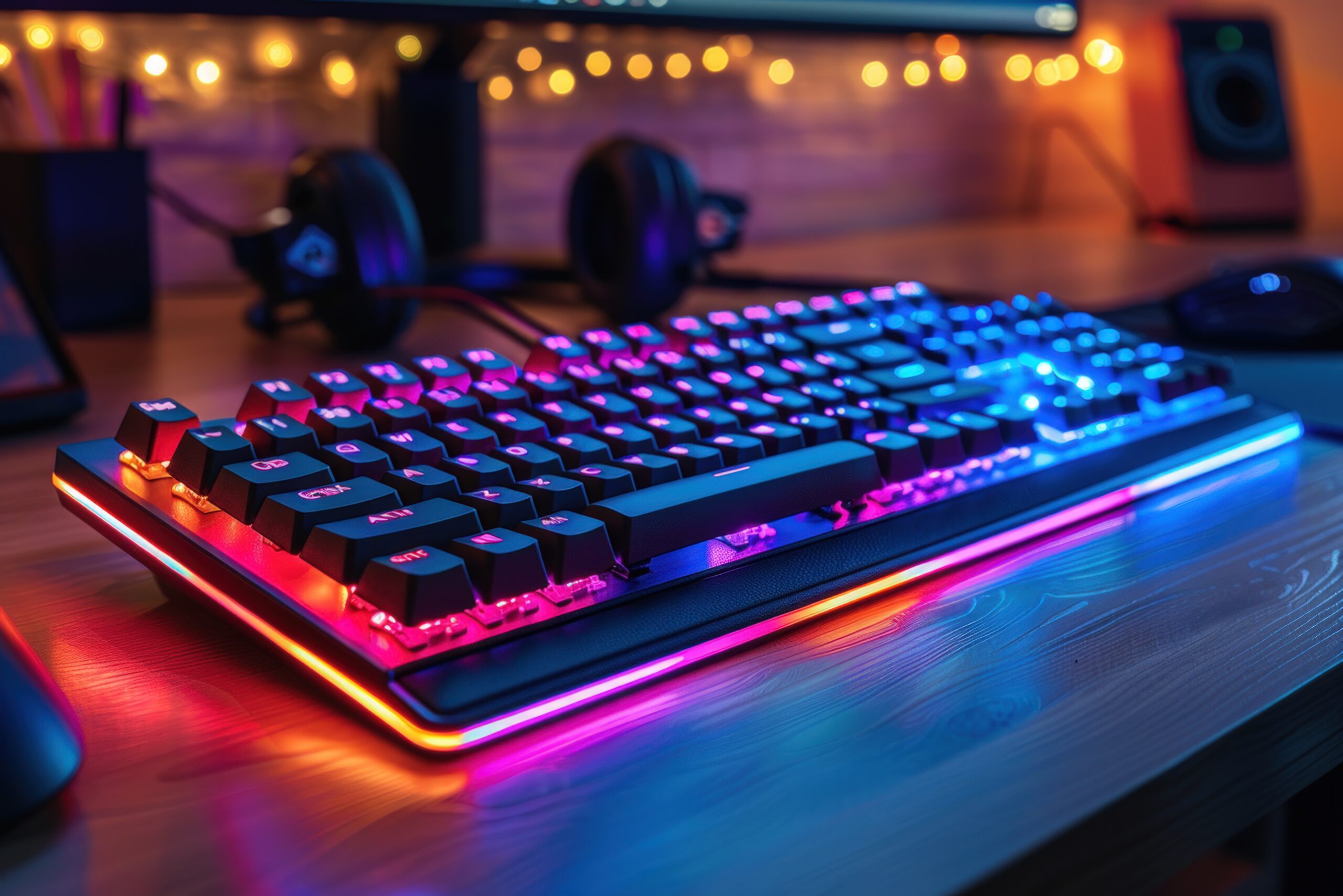 Teclado Gaming RGB sobre escritorio