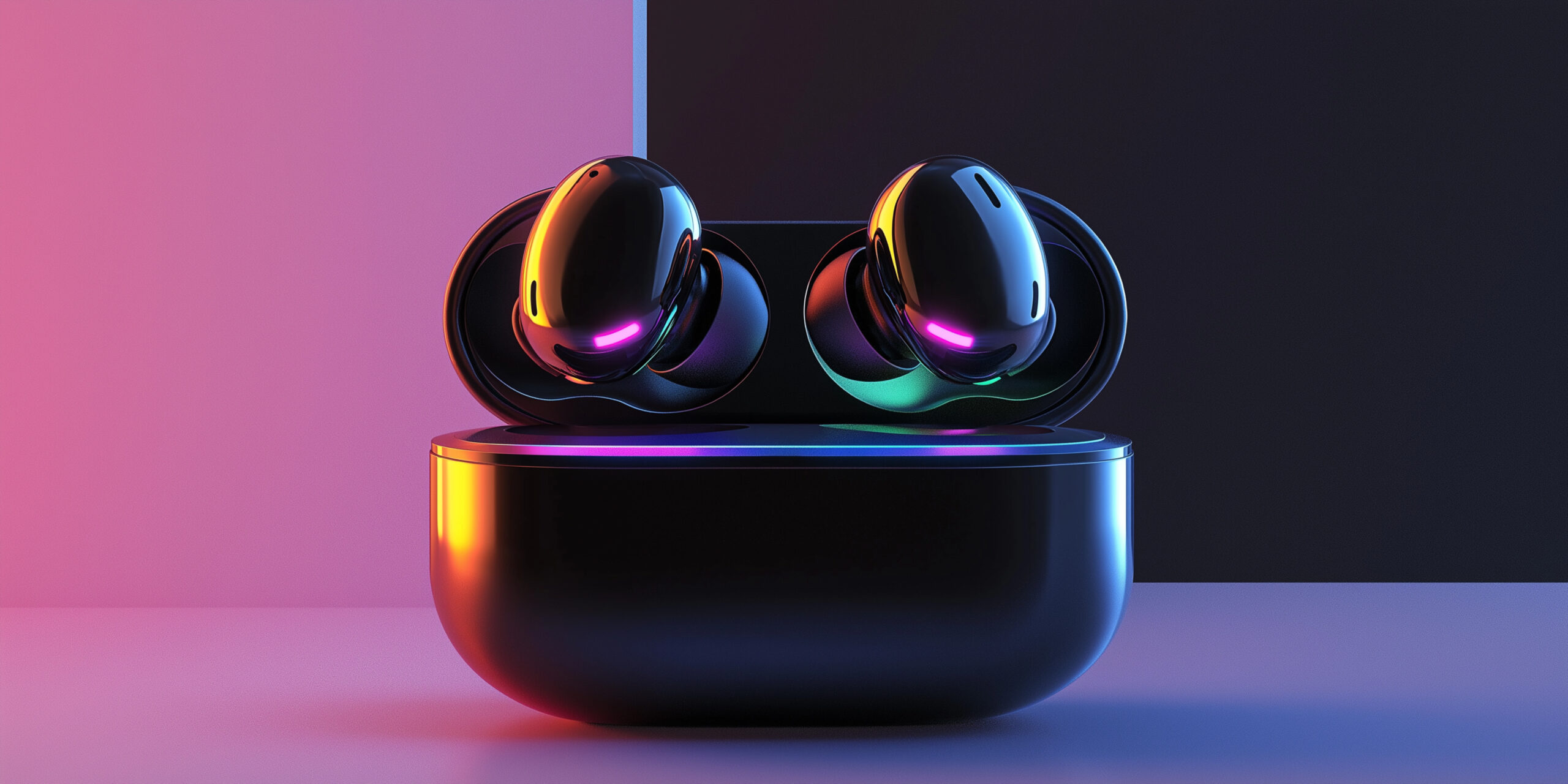 premium black earbuds with rgb details