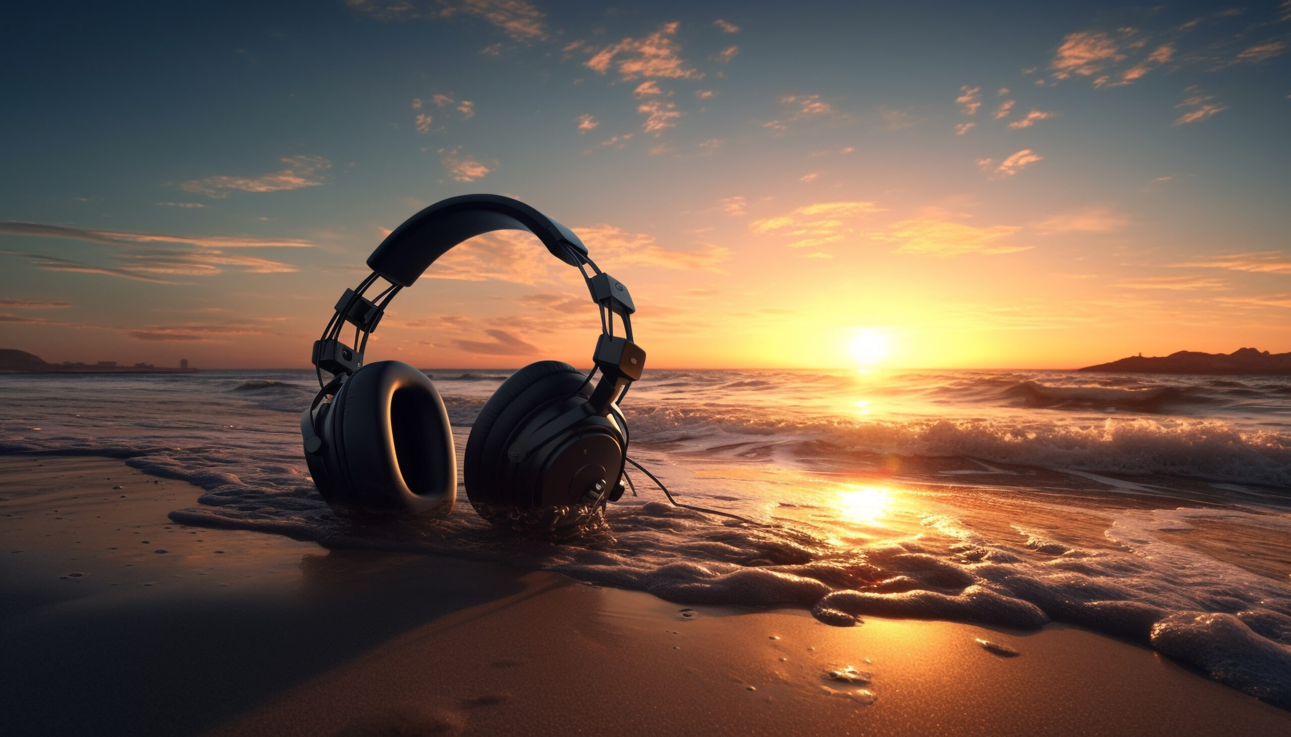 Auriculares sobre escritorio
