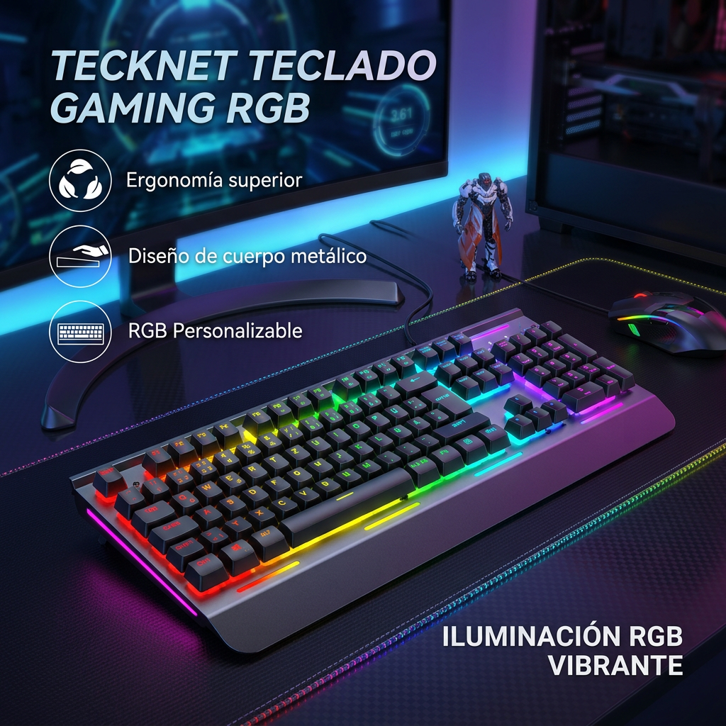 tecknet teclado rgb para videojuegos