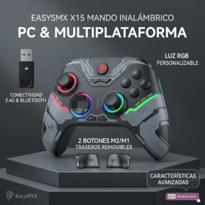 easysmx x15 mando pc inalámbrico con luz rgb