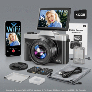 vahoild dc103 cámara de fotos con wifi, 64mp 4k autofocus