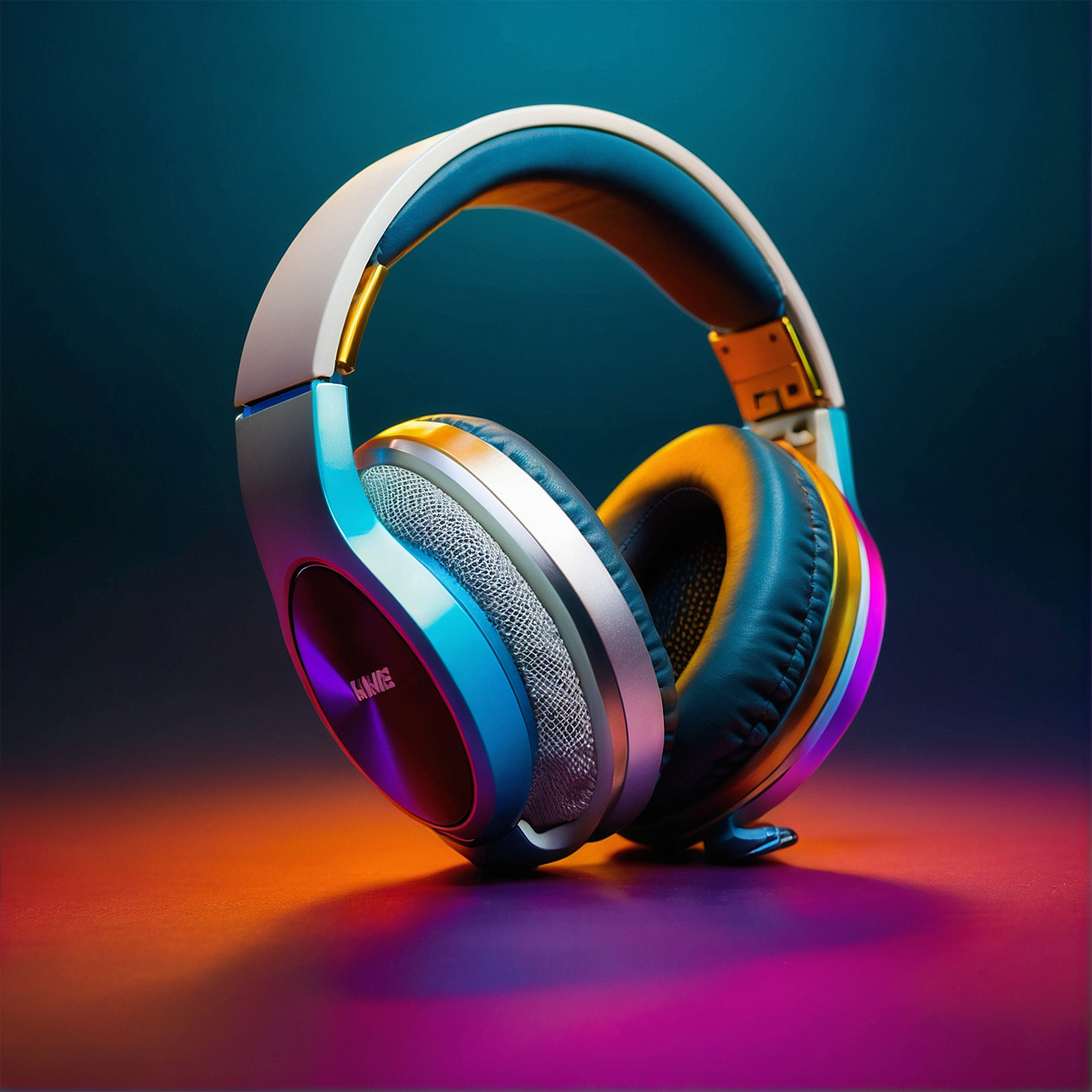 high end headphones with fire and sparks in bold product photography